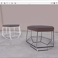 Modern Hexagonal Stools With Metal Frame In Black And Brown Colors 3d model