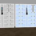 Smart Numbered Lockers Featuring Gray And Blue Design With Digital Control Panel 3d model
