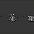 3D Rendered Two Modern Military Style Helicopters With Multiple Rotors On Dark Background