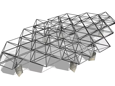 Modern Pergola Design With Metal Geometric Grid Structure And Support Columns 3d model