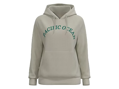 Light Gray Hoodie With PACIFIC OCEAN Lettering And Hooded Design 3d model