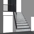 Modern Interior Staircase Design With Gray Stone Steps And Black Railing 3d model