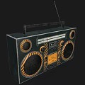 Retro FM Radio Boombox Speaker with Dual Striped Speakers Handle and Vintage Design