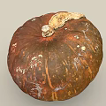 Fresh Orange Brown Pumpkin With Natural Texture And Stem On Top
