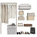 Organized Clothes Collection With Hanging Folded Pieces Storage Boxes Hat Bag And Shoes