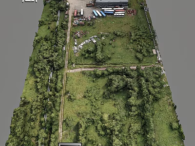 Garden Landscape Features With Lush Green Lawn Trees Pathways And Storage Sheds 3d model
