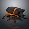 3D Rendered Beetle Model Featuring Dark Body Orange Band Horned Head And Brown Legs
