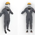 conjoined work clothes work clothes suit protective mask boots clothes 3d model