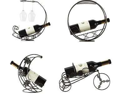 Stylish Metal Wine Racks in Different Designs for Wine Bottle and Glass Storage 3d model