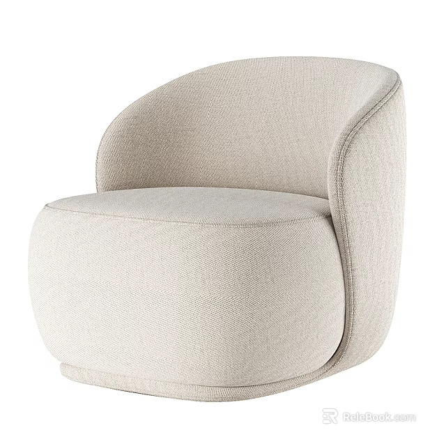 Elegant Modern Beige Single Sofa With Rounded Shape And Cozy Fabric Design 3d model 