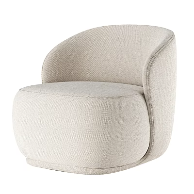 Elegant Modern Beige Single Sofa With Rounded Shape And Cozy Fabric Design 3d model