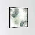 Two Panel Abstract Watercolor Paintings With Soft Green Gray White Tones And Black Frames 3d model