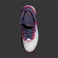 High Top Basketball Shoes With Pink Purple And White Colorful Design And Lace Up Style
