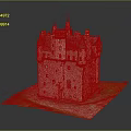 Pink Castle Model With Multiple Towers Slate Roof And Green Grass Base