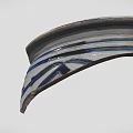 Traditional Blue and White Decorative Ceramic Vessel Fragment with Intricate Patterns