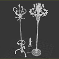 Black Decorative Coat Rack And Multi Arm Floor Lamp With Ornate Design For Home