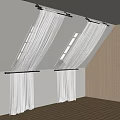 White Sheer Curtains For Sloped Ceiling Windows With Natural Light And Wooden Walls