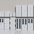 White Bookcases with Glass Doors in Various Sizes and Designs on Light Floor