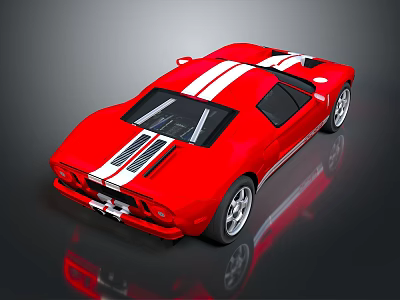 Red Sports Car Featuring White Stripes Sleek Design And Silver Wheels 3d model