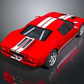 Red Sports Car Featuring White Stripes Sleek Design And Silver Wheels