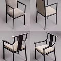 Stylish Modern Leisure Chair With Beige Fabric Seat And Black Metal Frame