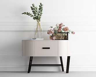 Modern Bedside Cabinet Bedside Cabinet Ornaments Vase Flower Combination 3d model
