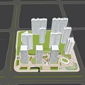 Modern Commercial Street with High Rise Buildings Urban Shops and Scenic Street View