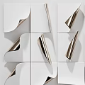 Modern Light Luxury 3D Wall Decor Featuring White Design and Metal Lines