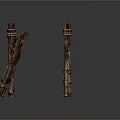 Rustic Wooden Posts And Collapsed Fence Structure For Outdoor Garden Decor