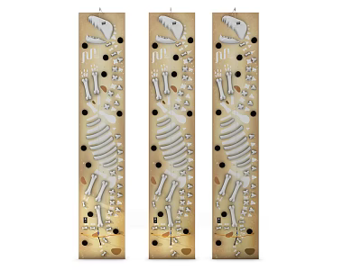 Outdoor Sports Equipment With Wooden Vertical Boards Bone Patterns And Target Holes For Game Activities 3d model