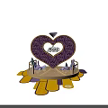 Purple Heart Shaped Decoration With Love Forever Text And Yellow Purple Base