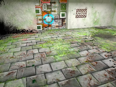 Abandoned Scene With Weathered Ground Wall Signs Graffiti And Warning Sign 3d model