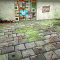 Abandoned Scene With Weathered Ground Wall Signs Graffiti And Warning Sign