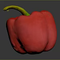 Fresh Red Bell Pepper Vegetable with Shiny Surface Green Stem and Vibrant Color