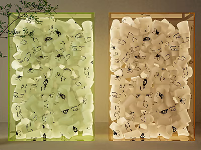 Popular Photo Spot Transparent Blocks White Small Patterned Cubes Green Light Colored Frames Background Plants 3d model