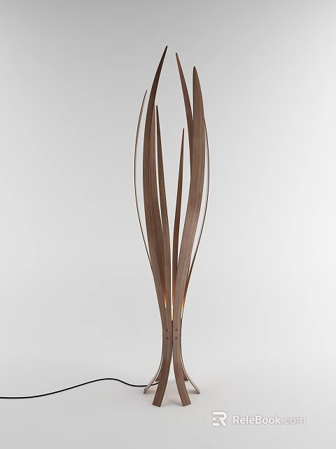 Modern Bronze Floor Lamp With Slender Metal Blades And Elegant Structure Design 3d model 