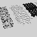 Various Stone Wood Particles With Black White Round Mixed Types Arranged On Gray Background