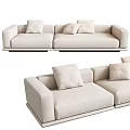 Beige Sectional Sofa With Soft Fabric Cushions And Modern Minimalist Design For Living Room