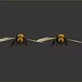 Two Realistic Bees With Yellow Black Striped Body And Transparent Wings