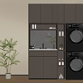 Modern Balcony Cabinet With Washing Machine Dryer Sink And Storage In Home Interior