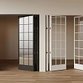 Modern Interior Doors With Black And White Frames And Glass Panes 3d model