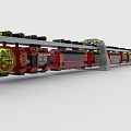 Building Blocks Red Train Model With Yellow Front And Track Structure Design 3d model