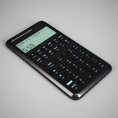 Black Office Calculator With Digital Display And Functional Keys For Professional Cost Price Calculation 3d model