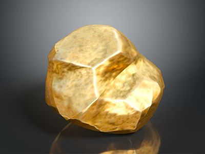 Decorative Natural Golden Stone With Polyhedral Shape And Glossy Surface Texture 3d model