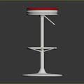 Modern Bar Stool with Red Padded Seat and Silver Metal Frame