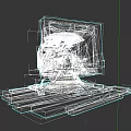 Old Broken Computer Monitor on Wooden Board with Tape and Sticky Notes