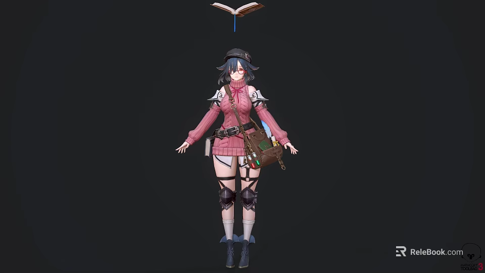 Game And Movie Character Wearing Pink Coat With Black Hat Backpack And Wings 3d model 