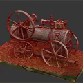 Vintage Steam Engine Model With Metal Wheels And Green Base 3d model