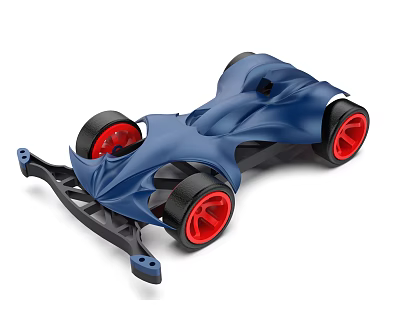 Electric Toy Car With Blue Streamlined Body And Red Racing Wheels 3d model Electric Toy Car With Blue Streamlined Body And Red Racing Wheels 3d model