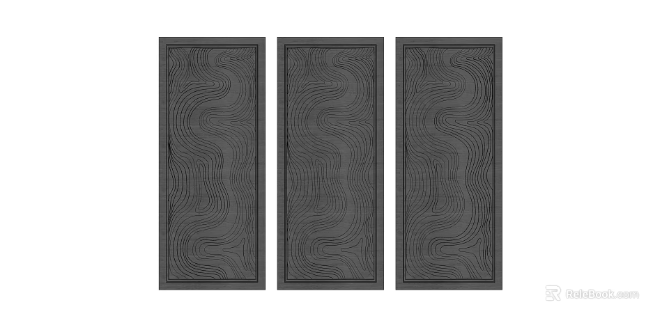 Three Modern Decorative Partitions With Wavy Pattern Design For Interior 3d model